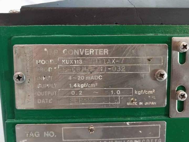 Yamatake-honeywell I/P Converter Input 4-20Madc 1.4 Kgf/Cm2 Kux113-xm11Ax-7
