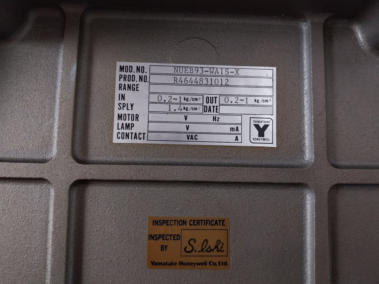 Yamatake-honeywell Nueb93-wa1S-x Flow Controller R4644831012 0.2-1 Kg/Cm2