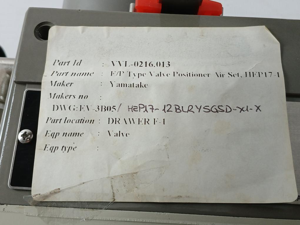 Yamatake E/P Pneumatic Valve Positioner 0 To 4Kgf/Cm2 Hep 17-12Blry5Rgsd-x1-x