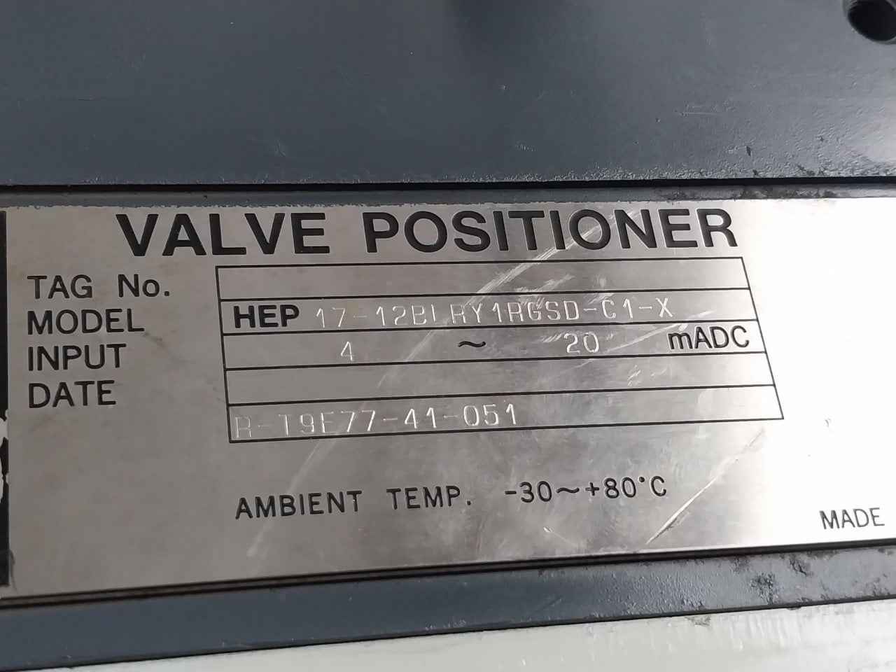 Yamatake Hep 17-12blry1rgsd-c1-x Valve Positioner 4–20ma Dc