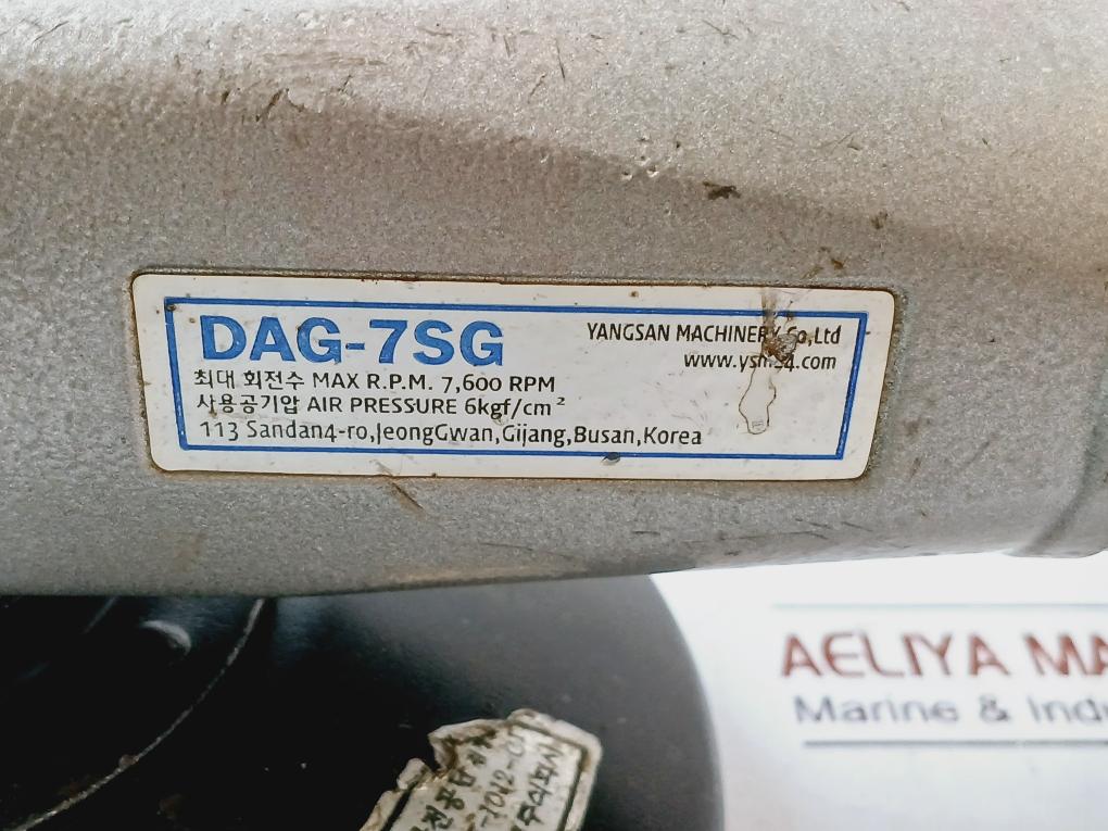 Yangsan Machinery Dag-7Sg Air Angle Grinder 7600 Rpm 6 Kgf/Cm2