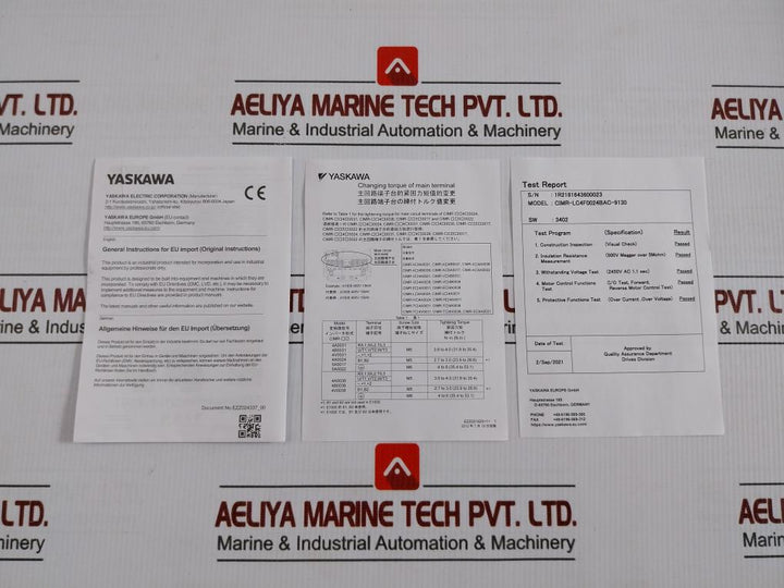 Yaskawa 3-phase Elevator Inverter 380–480 Vac 50/60 Hz Part No Cimr-lc4F0024Bac-9130