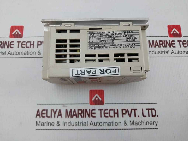 Yaskawa Cimr-j7Aa20P1 Inverter Drive 50/60Hz 200V 0.3Kva (Not Working)