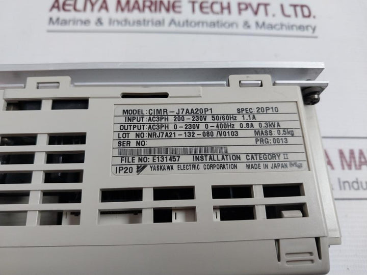 Yaskawa Cimr-j7Aa20P1 Inverter With Digital Operator 3 Phase 0.1Kw