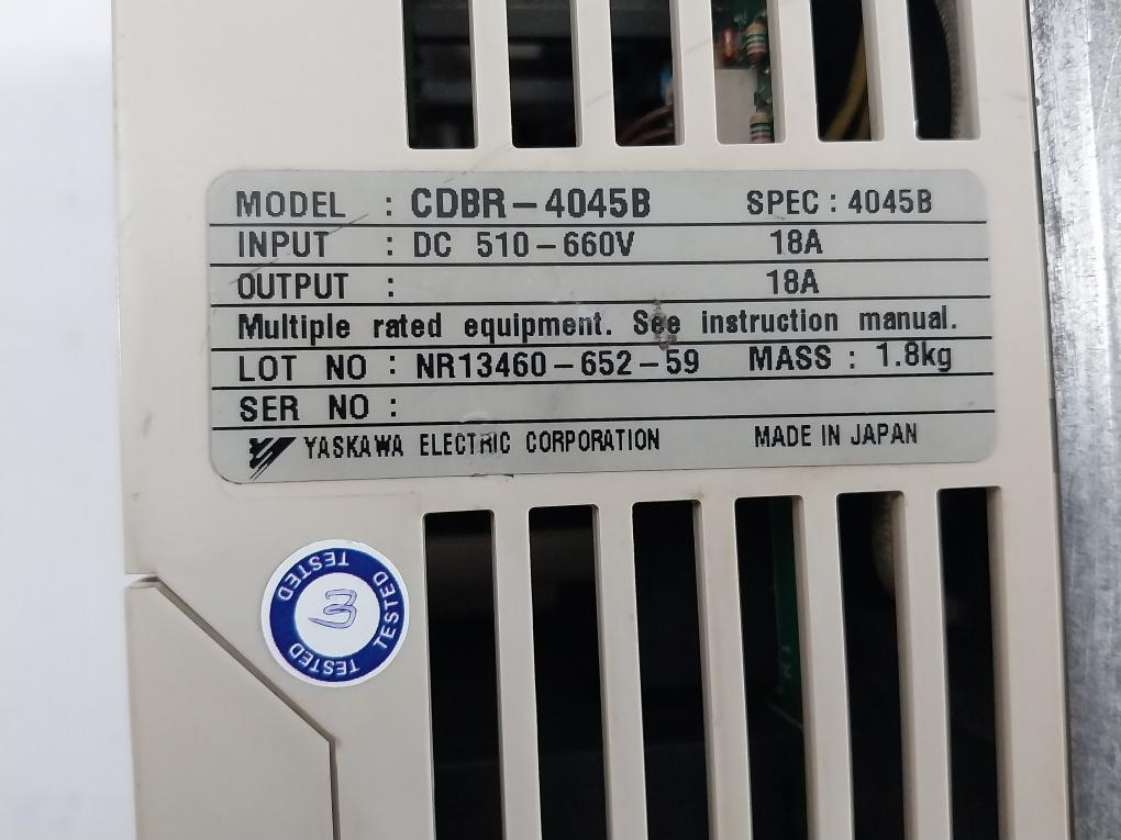 Yaskawa Dc 510-660V 18A Output Dynamic Braking Module Cdbr-4045B