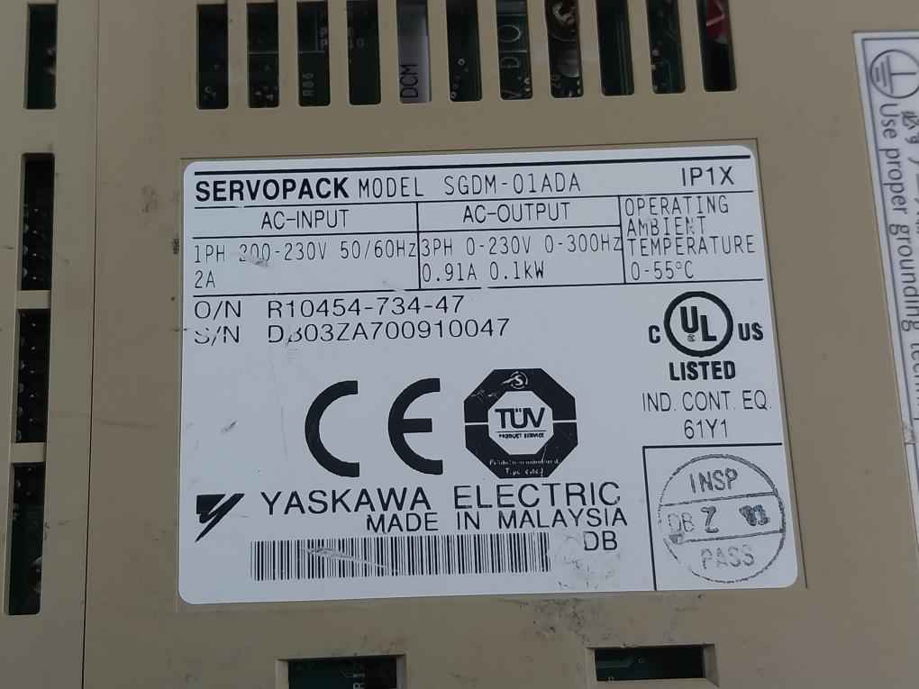 Yaskawa Electric Sgdm-01 Ada Servo Amplifier 0.91A 0.1Kw 0-55°C Not Working