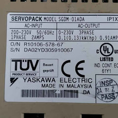 Yaskawa Electric Sgdm-01Ada Servo Drive 200-230V 50/60Hz 50332 (Not Working)