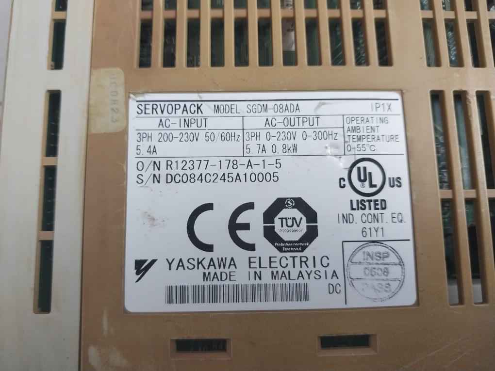 Yaskawa Electric Sgdm-08Ada Servopack 3Ph 200-230V 50/60Hz 5.4A