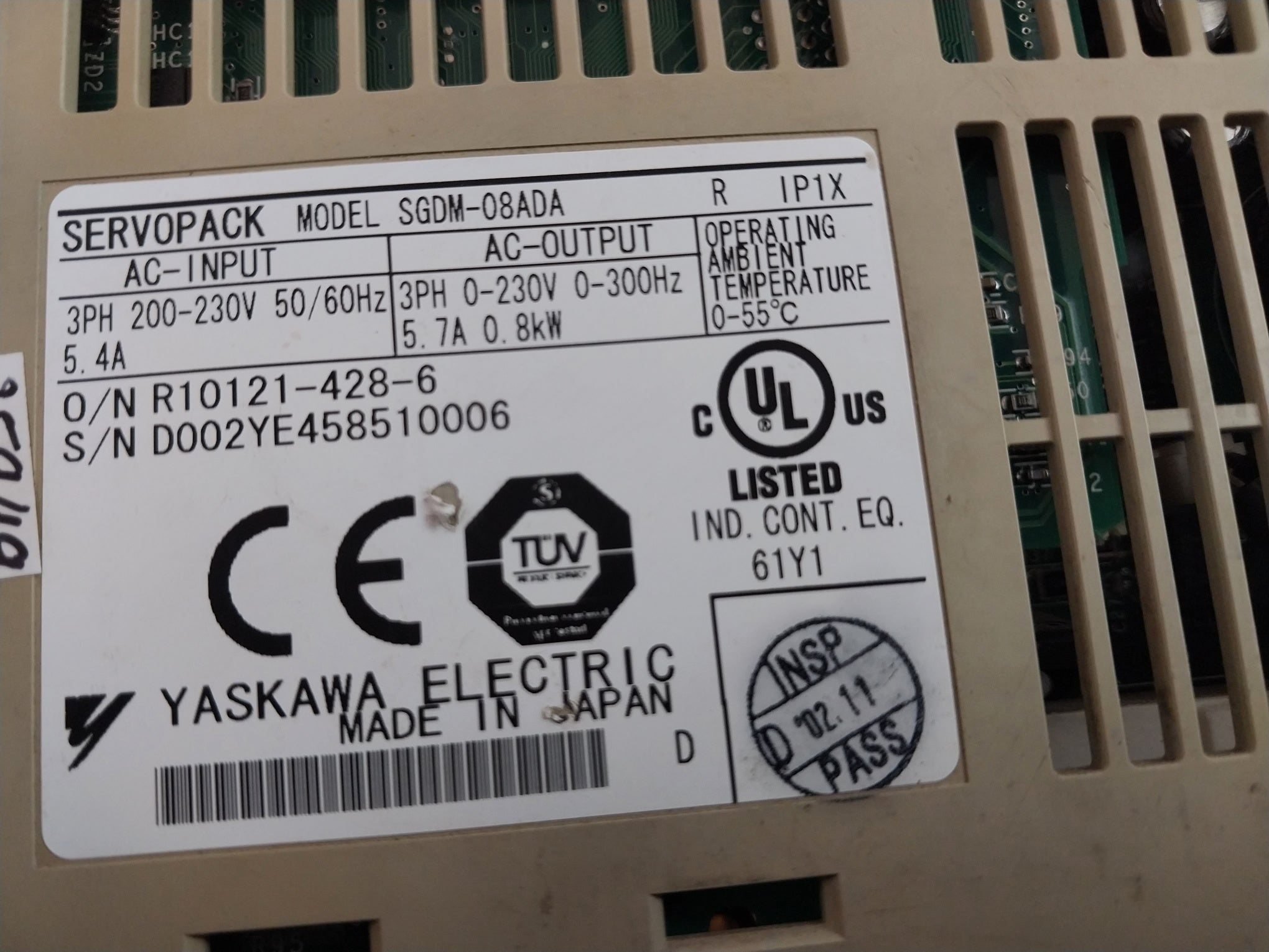 Yaskawa Servopack Sgdm-15Ada-r Servo Drive 200-230V 50/60Hz 5.4A