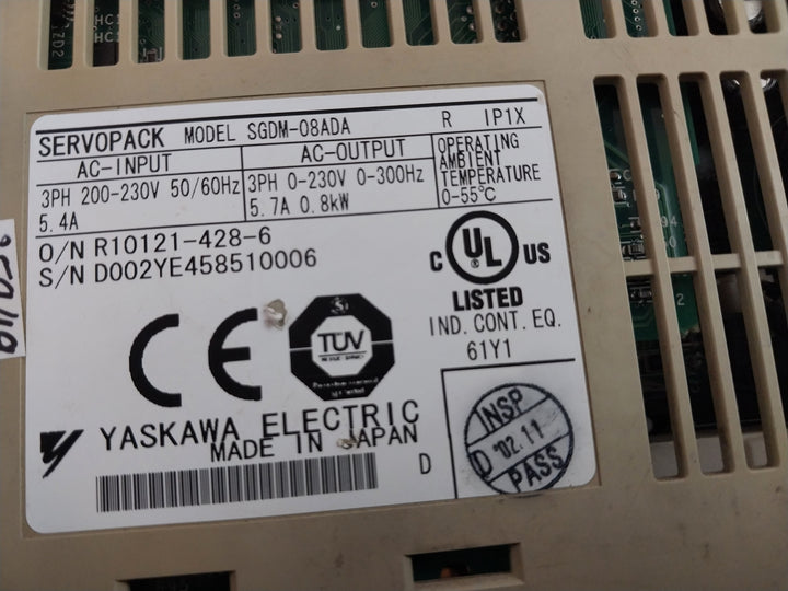 Yaskawa Sgdm-08Ada Servo Drive 200-230V 50/60Hz 5.4A - Aeliya Marine Tech
