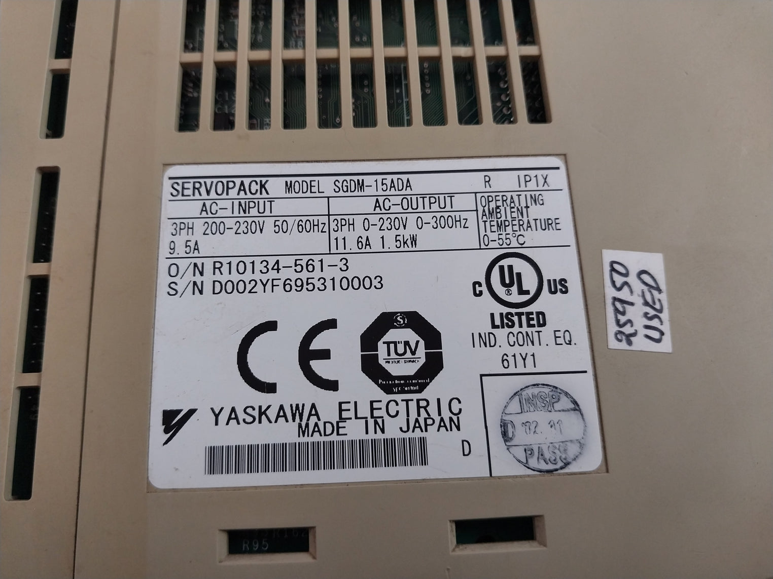 Yaskawa Sgdm-15Ada-r Servo Drive 200V (Not Working) - Aeliya Marine Tech