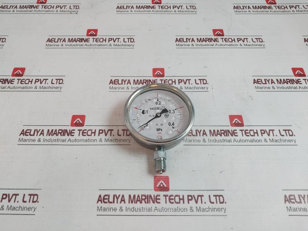 Yjn 0-4 Bar Liquid Filled Pressure Gauge Cl 1.5 0-0.4 Mpa