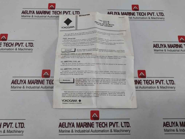 Yokogawa 103111Fazz7Ssy Ammeter Rtg 1Ma Db-16, -40