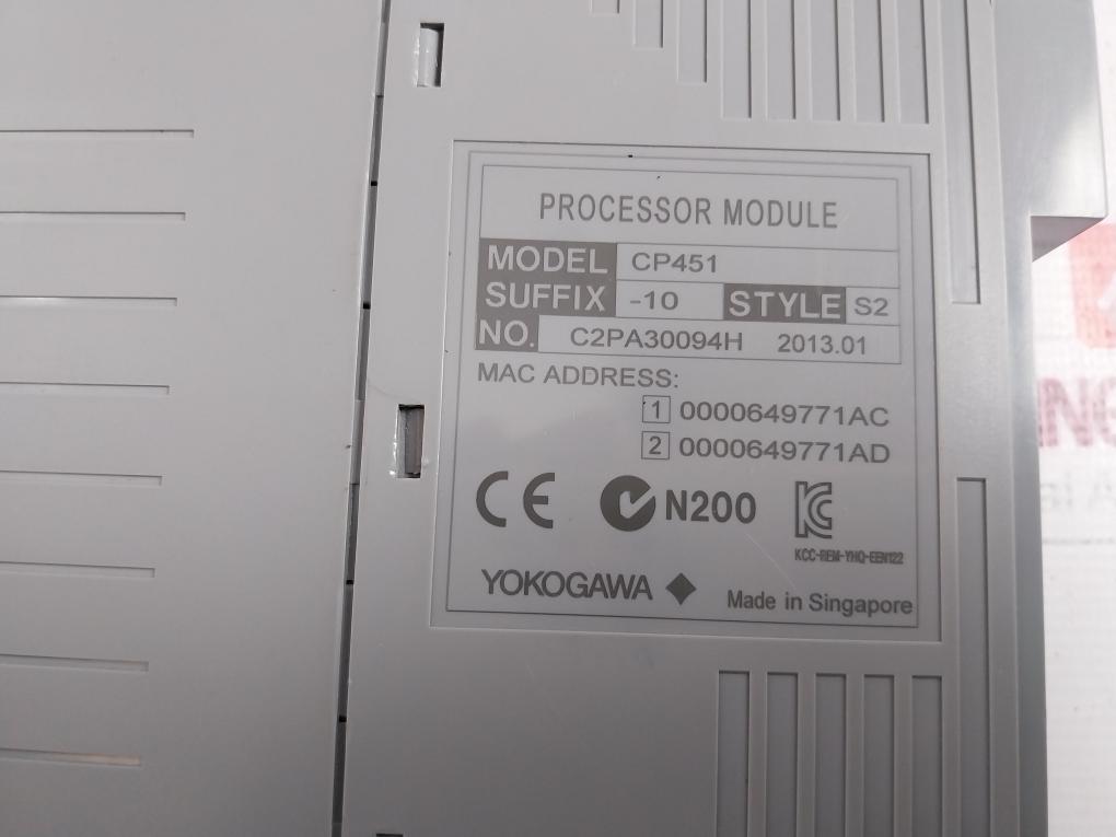 Yokogawa Cp451 Plc Processor Module Cp451-10 S2 Kcc-rem-yhq-een122