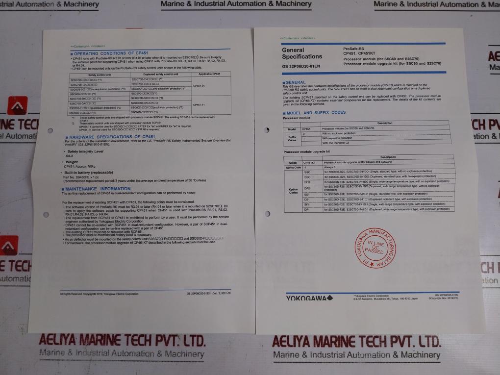 Yokogawa Cp451 Plc Processor Module Cp451-10 S2 Kcc-rem-yhq-een122