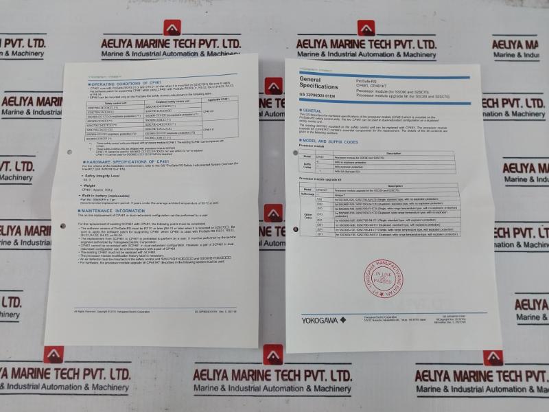 Yokogawa Cp461-10 S1 Processor Module Gs 32P06D20-01En