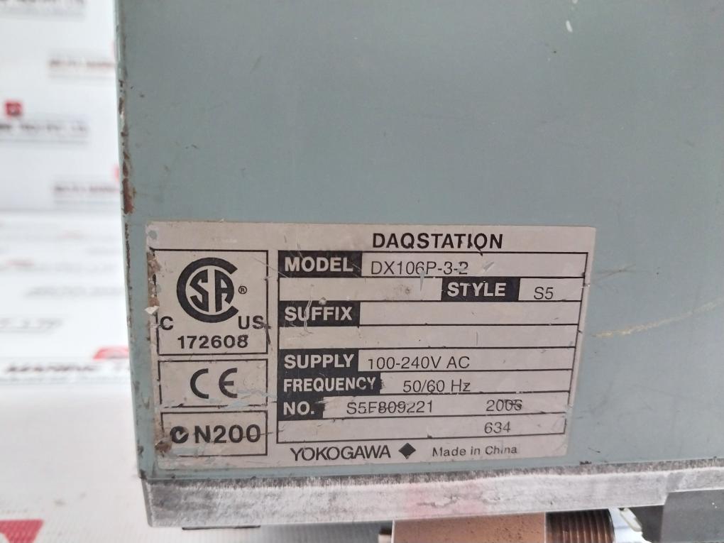 Yokogawa Dx106P-3-2 Chart Recorder Data Control System 100-240Vac