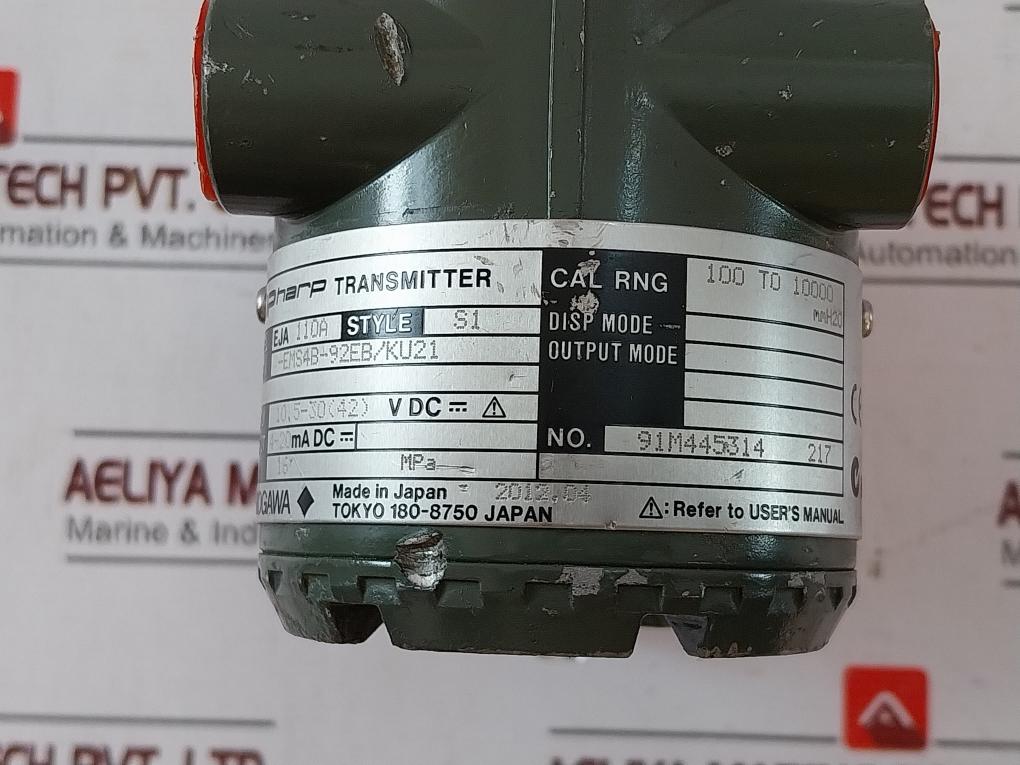 Yokogawa Eja110A Differential Pressure Transmitter 10.5-30(42) Vdc