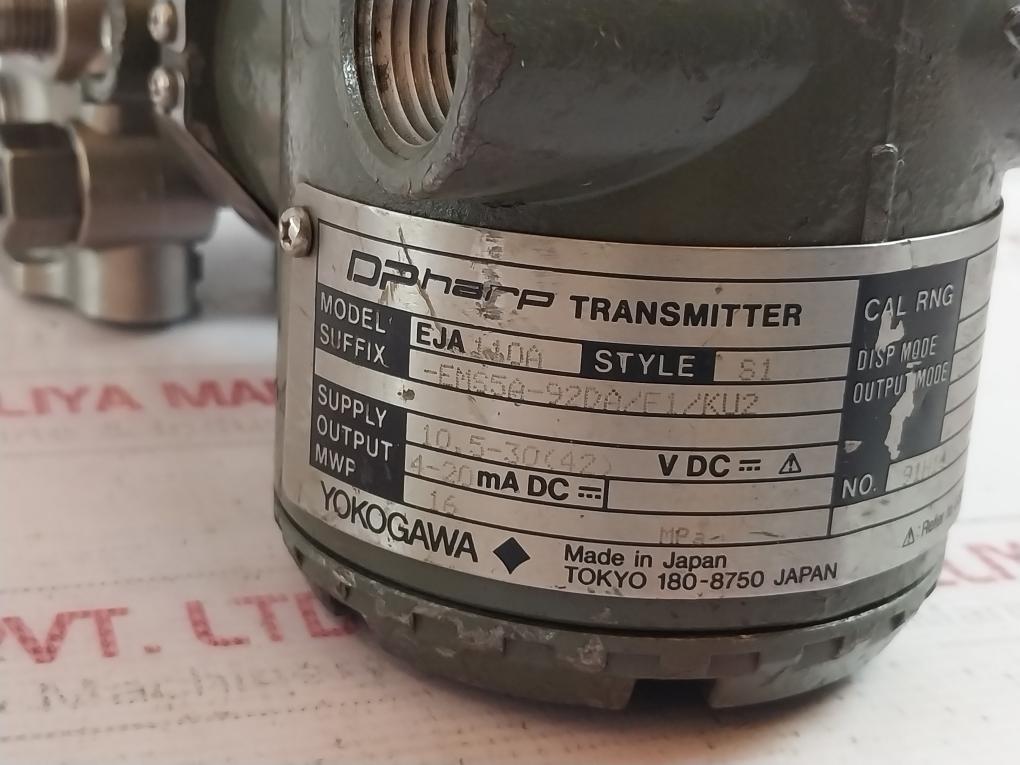 Yokogawa Eja110A -ems5A-92Da/F1/Ku2 Dpharp Transmitter 16 Mpa Process