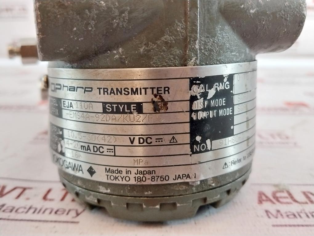 Yokogawa Eja110A Differential Pressure Transmitter 0 To 2500 Mmh2O 82-ft-1202B