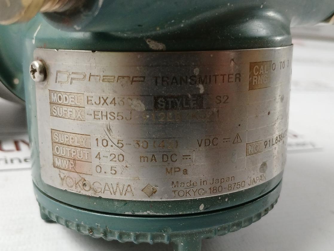 Yokogawa Ejx430A Dpharp Gauge Pressure Transmitter 4-20Madc 0-3Kgf/Cm2 Ip66 Ip67