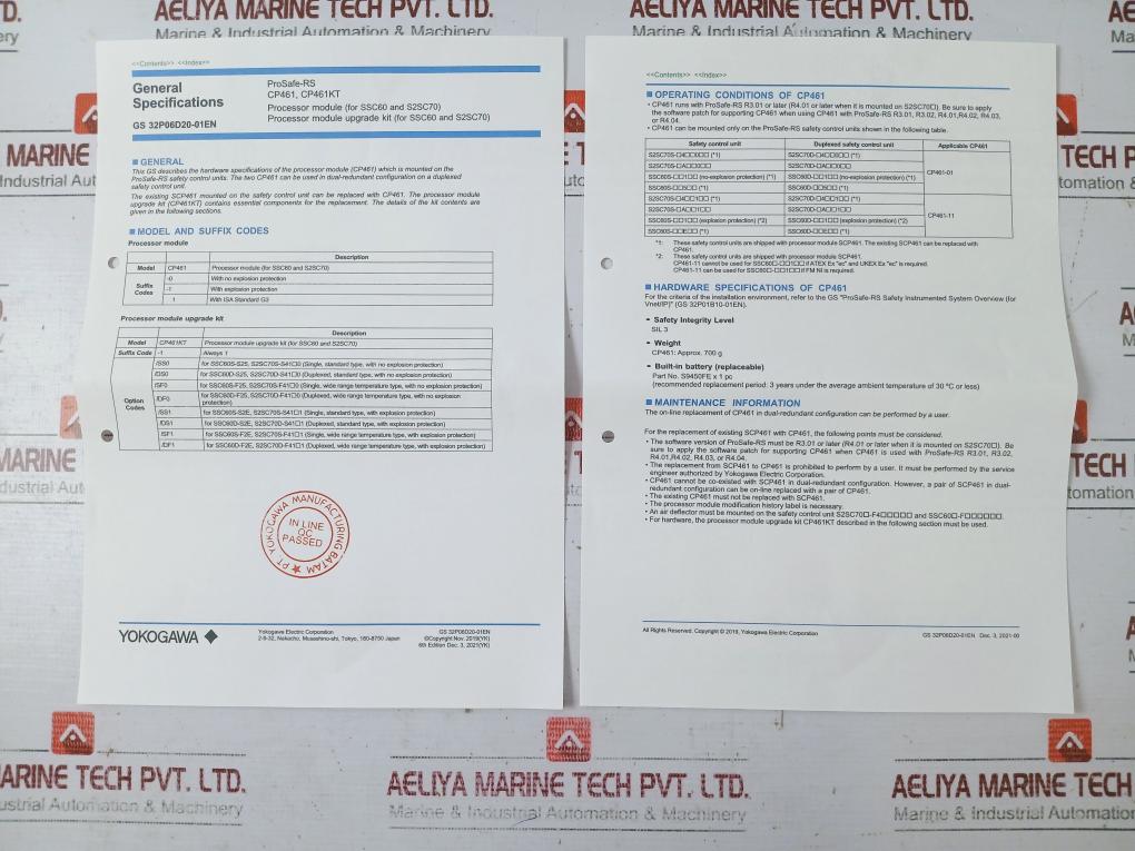 Yokogawa Electric Cp461-50 S1 Processor Module