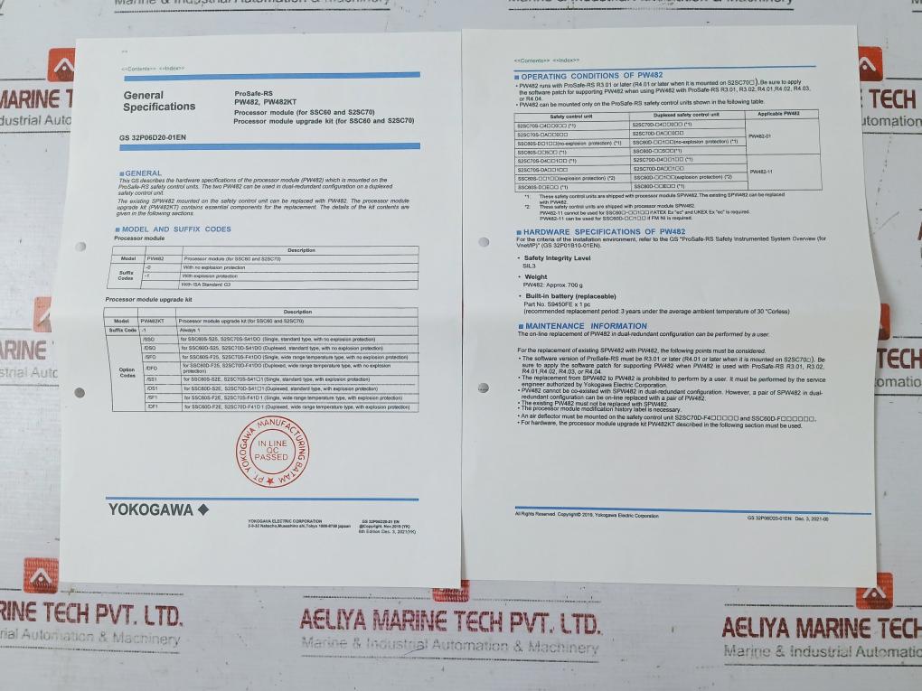 Yokogawa Electric Pw482-50 S2 Power Module 220-240Vac 50/60Hz 1.3A