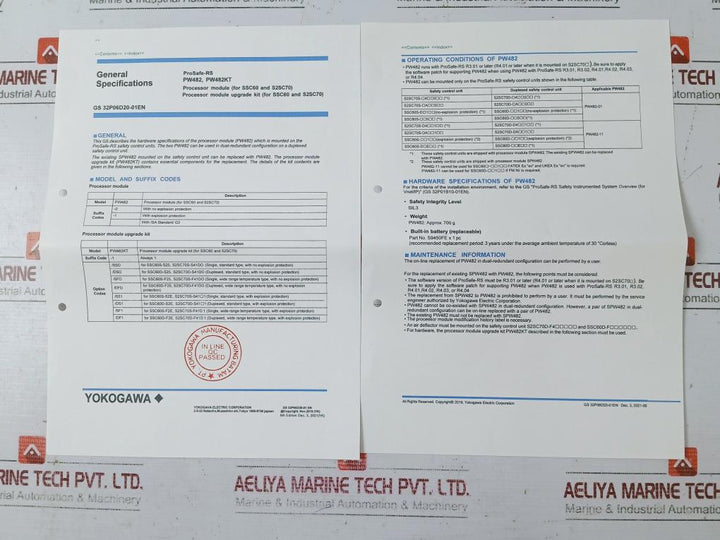 Yokogawa Electric Pw482-50 S2 Power Module 220-240Vac 50/60Hz 1.3A