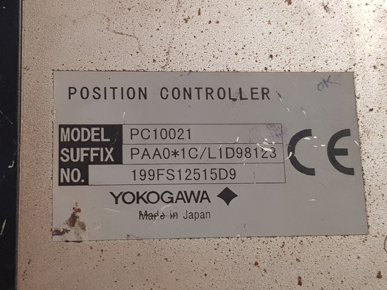 Yokogawa Pc10021 Position Controller Power Supply 100-240Vac