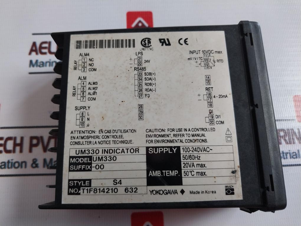 YOKOGAWA UM330-E Digital Temperature Indicator 100-240VAC~ 50/60hz