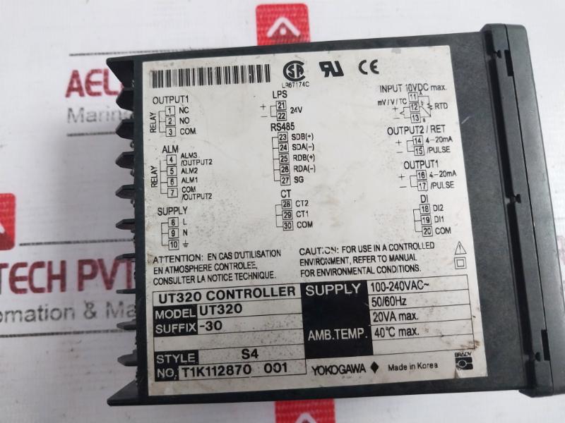 Yokogawa Ut320 Digital Indicating Controller 100-240Vac