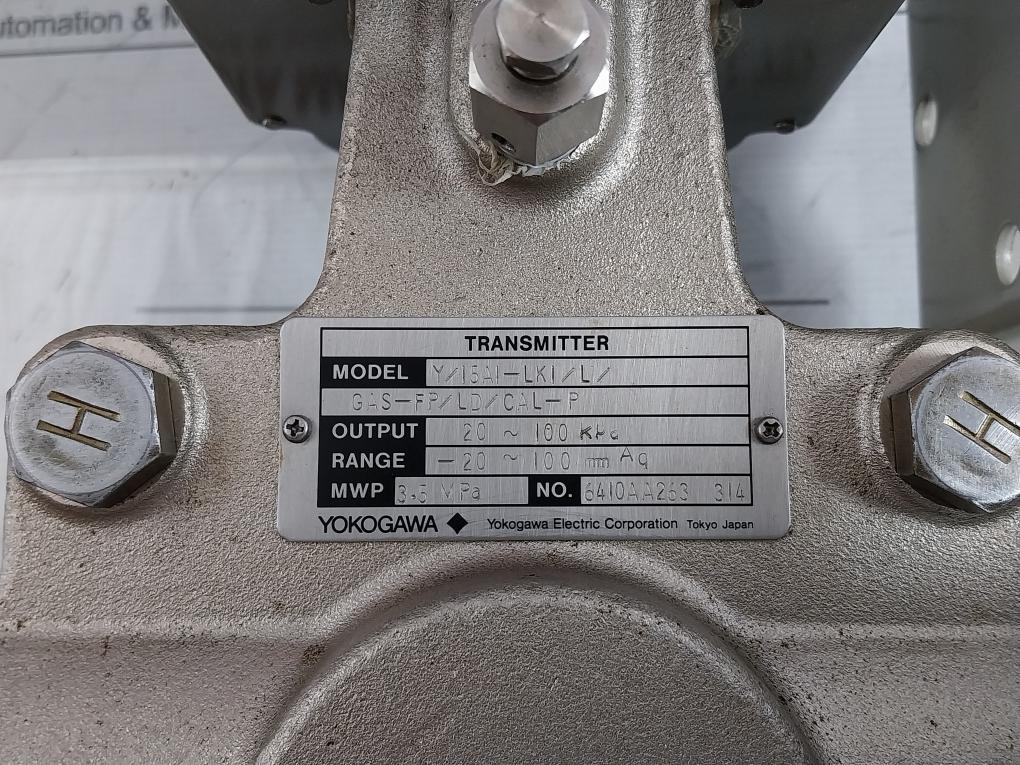 Yokogawa Y/15A1-lk1/L/Gas-fp/Ld/Cal-p Pneumatic Pressure Transmitter 20-100 Kpa