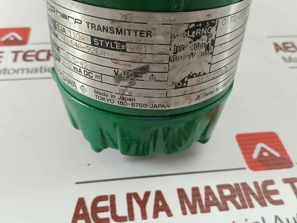 Yokogawa Eja 110A-els4A-92Ea Dpharp Transmitter 4-20 Madc 10.5-42Vdc Used
