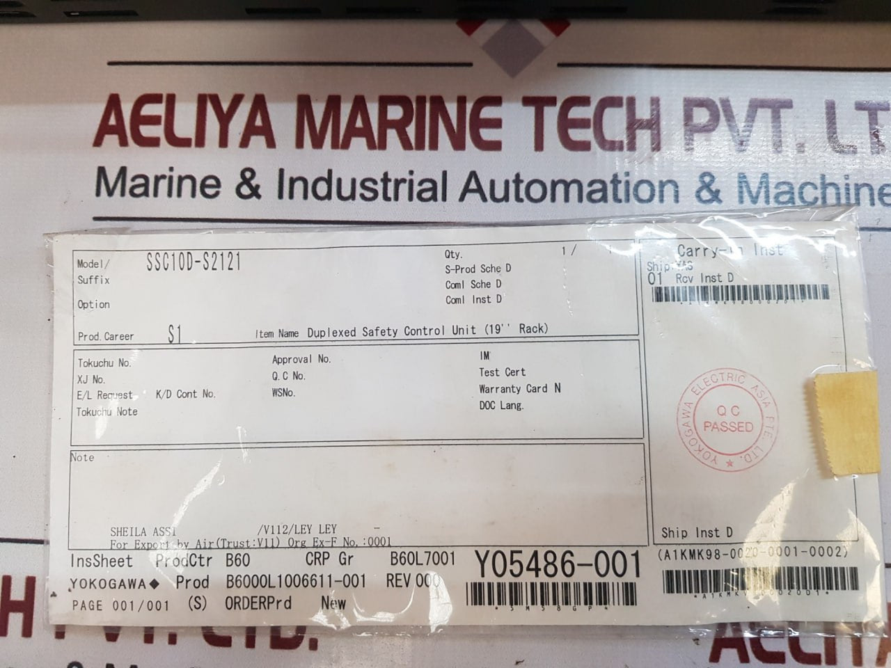 Yokogawa Scp401-11,Spw482-13 Module Rack 220-240Vac 50/60Hz Y05486-001