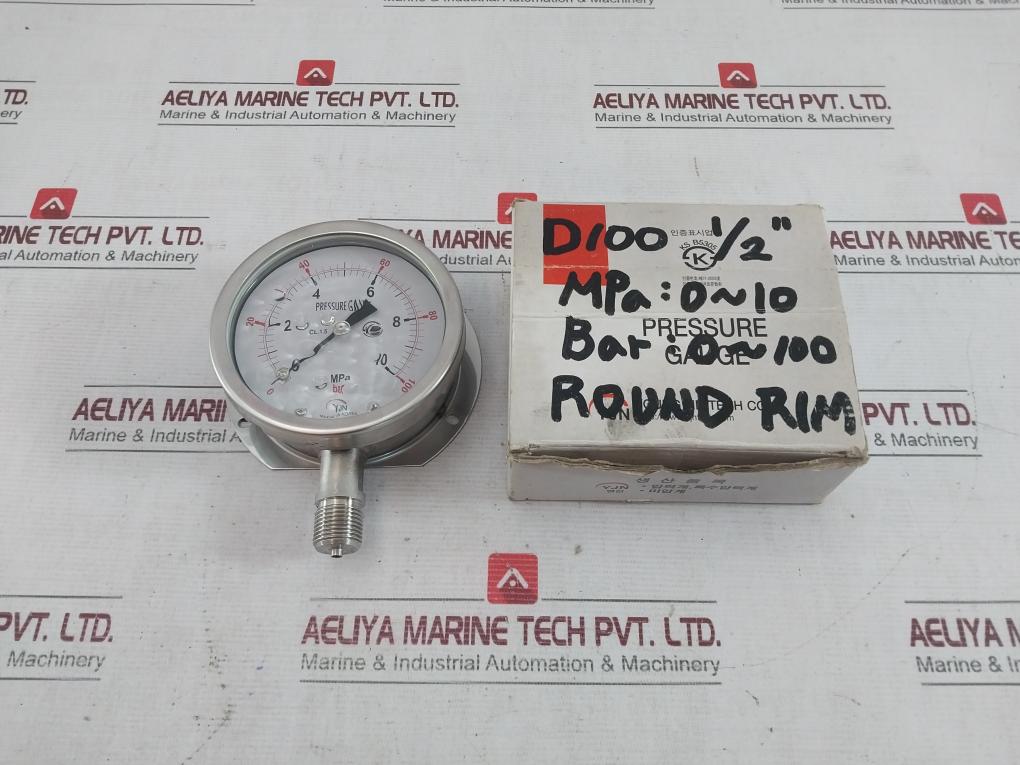Youngjin Bourdon Tube Pressure Gauge 0-100 Bar 13042414 100Mm