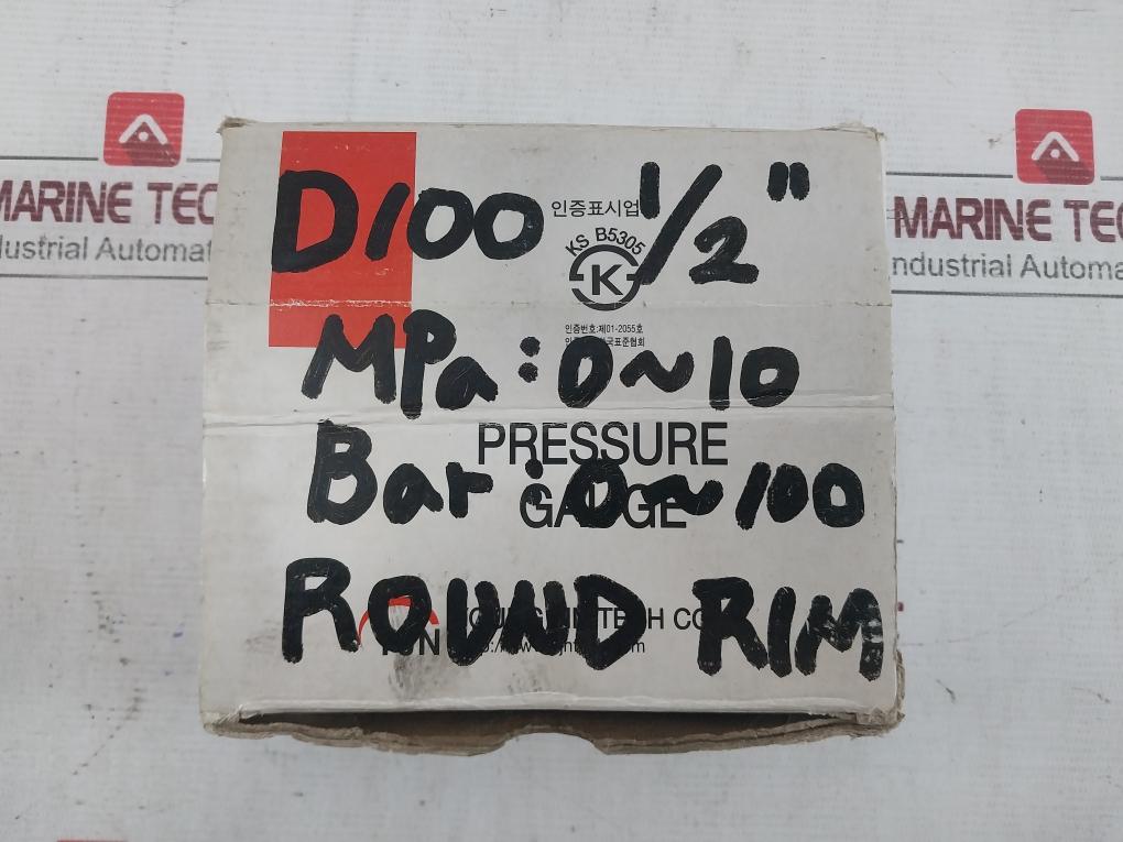 Youngjin Bourdon Tube Pressure Gauge 0-100 Bar 13042414 100Mm