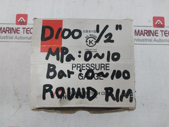 Youngjin Bourdon Tube Pressure Gauge 0-100 Bar 13042414 100Mm
