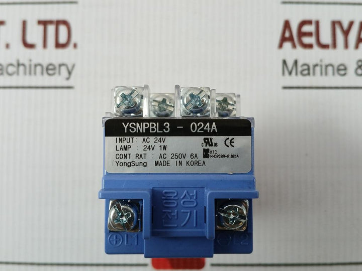 Ysnpbl3-024A Yongsung Push Button With Block Base 24 Vac 6A