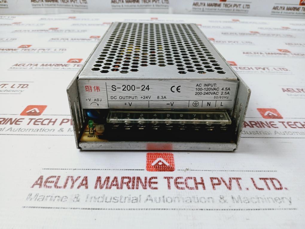 Yueqing Mingwei S-200-24 Switching Power Supply 100-120Vac, 4.5A 50/60Hz