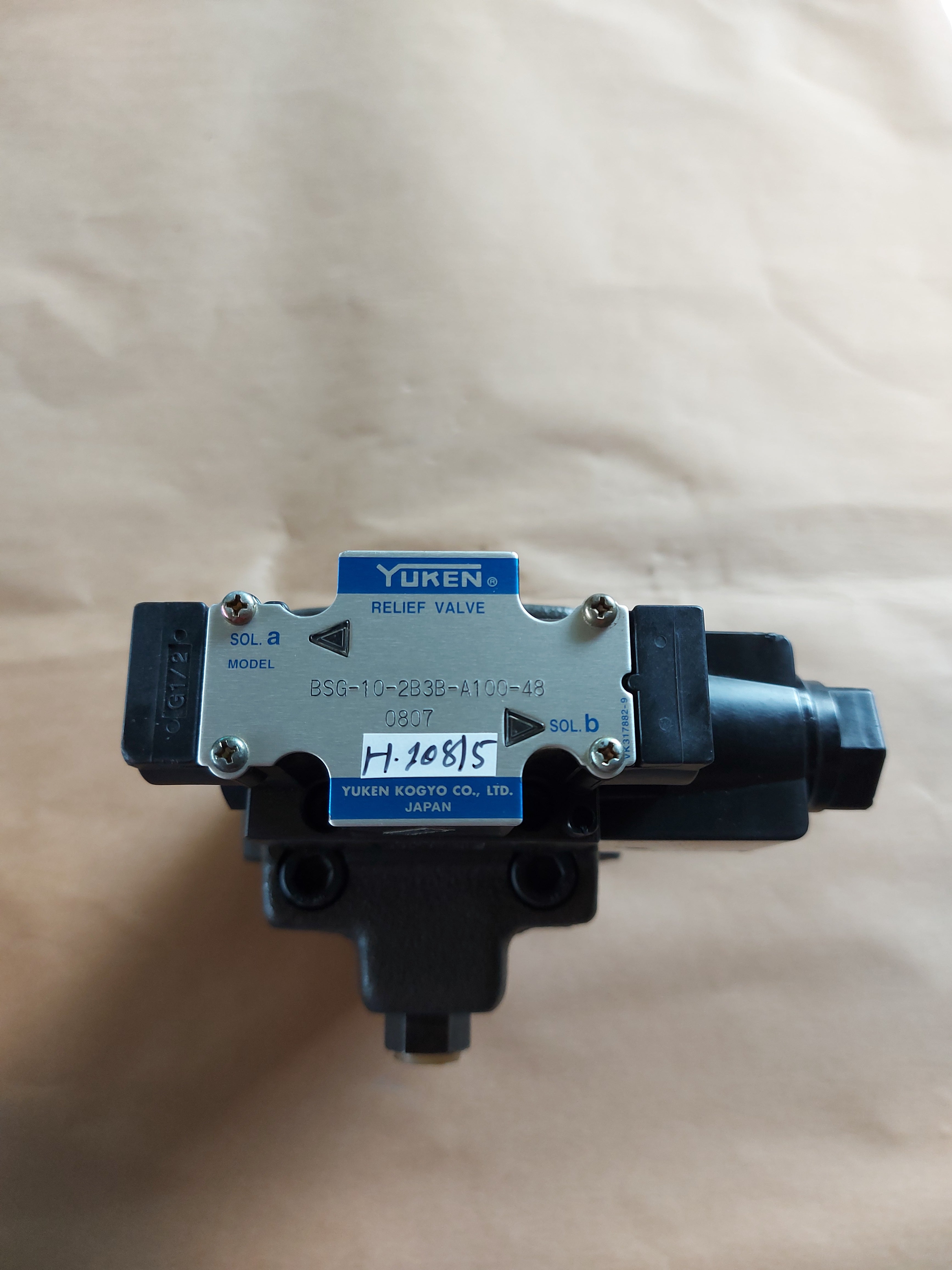 Yuken Kogyo Bsg-10-2B3B-a100-48 Relief Valve Y891 Vk317882-9 G1/2