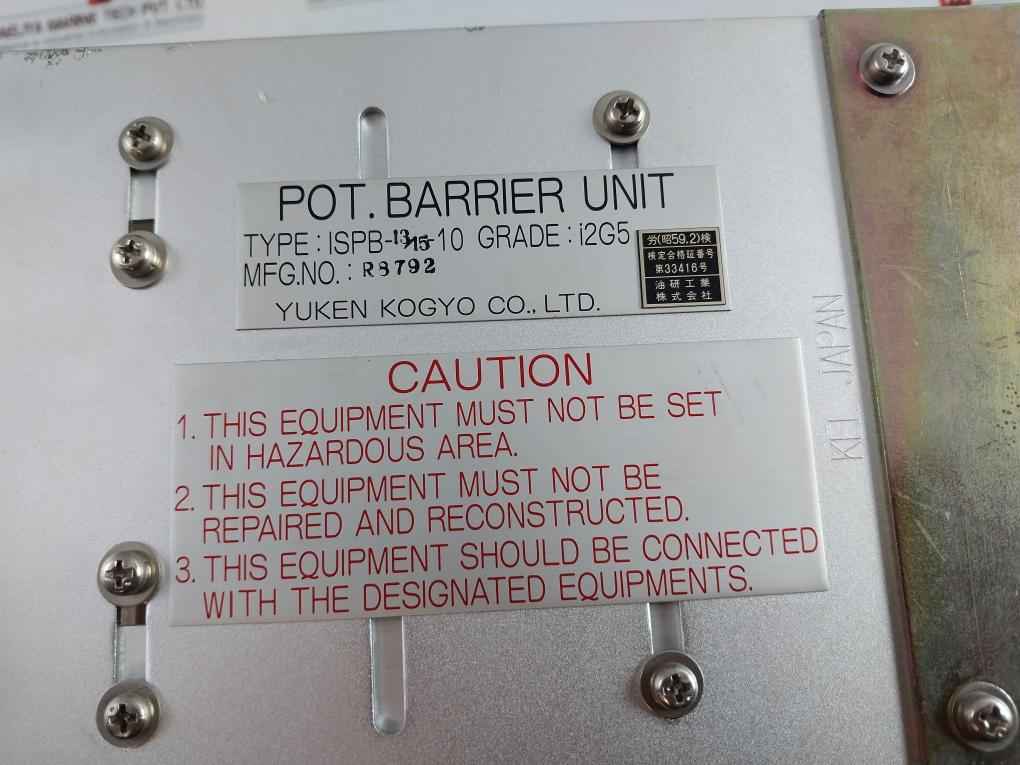 Yuken Kogyo Ispb-13/15-10 Pot. Barrier Unit Rack R8792, Yc9L-1102-10 A