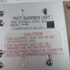 Yuken Kogyo Ispb-13/15-10 Pot. Barrier Unit Rack R8792, Yc9L-1102-10 A