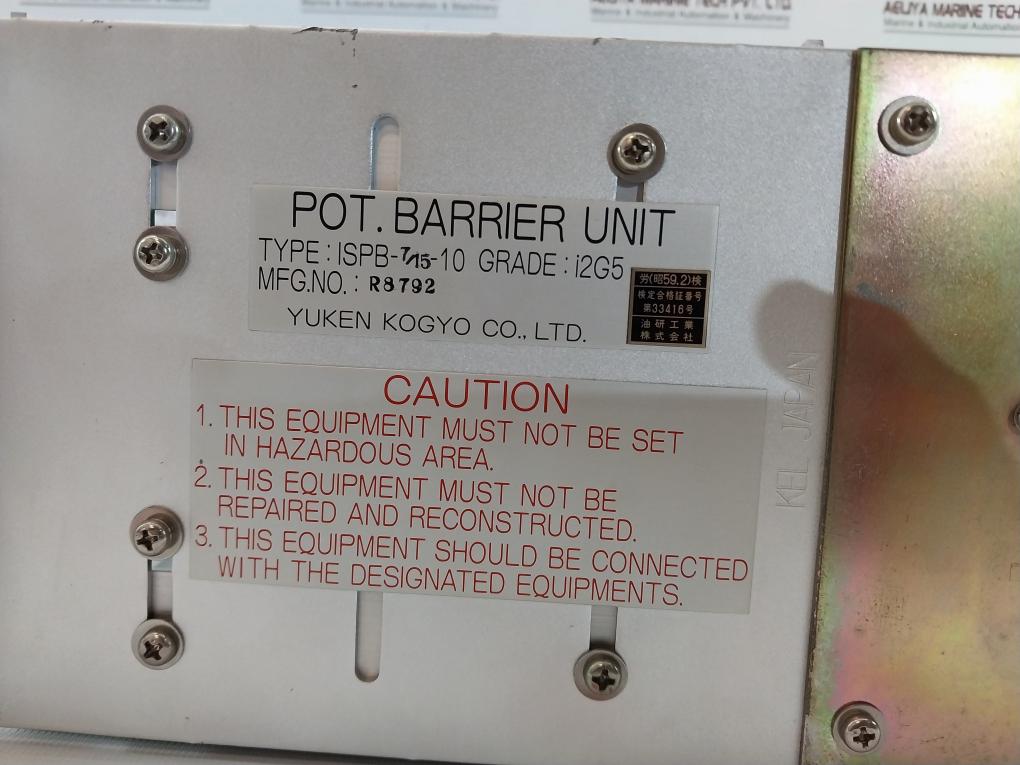 Yuken Kogyo Ispb-7/15-10 Pot. Barrier Unit Rack R8792 Yc9L-1102-10 A