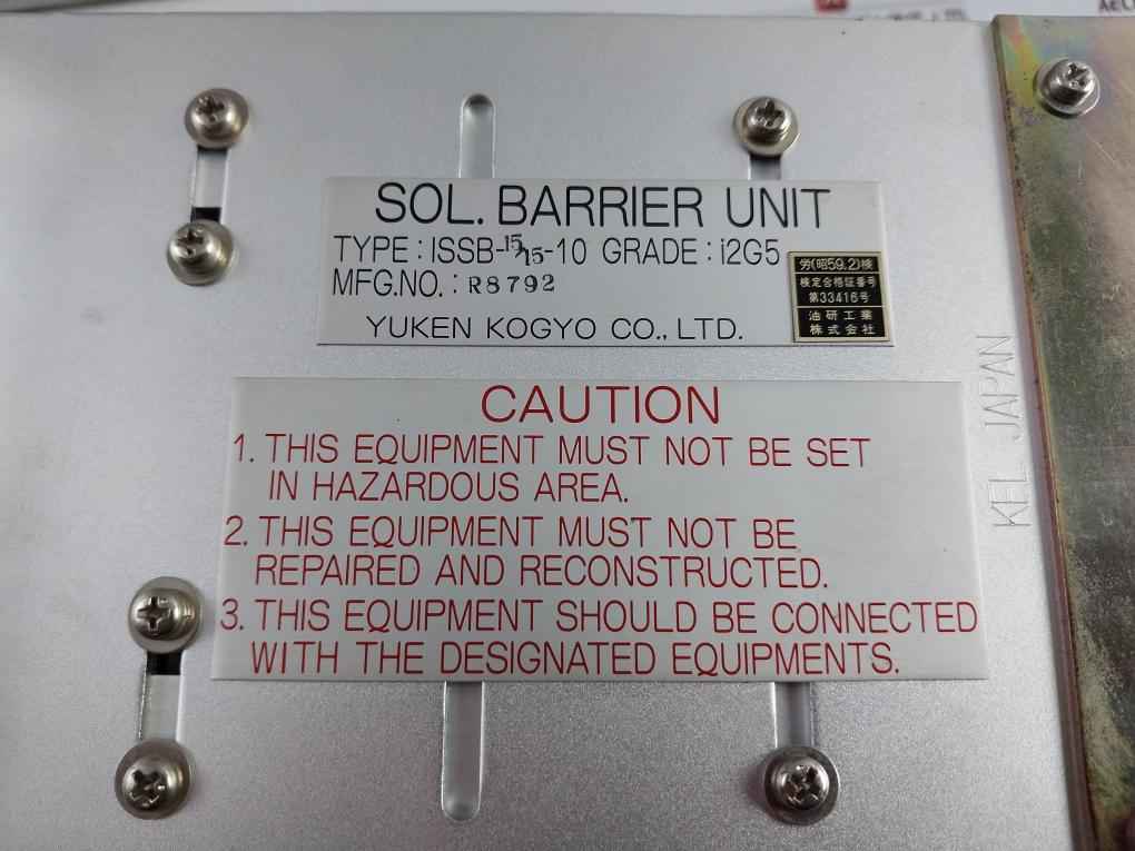 Yuken Kogyo Issb-15/15-10 Sol. Barrier Unit Rack Pvc 908304, I2G5