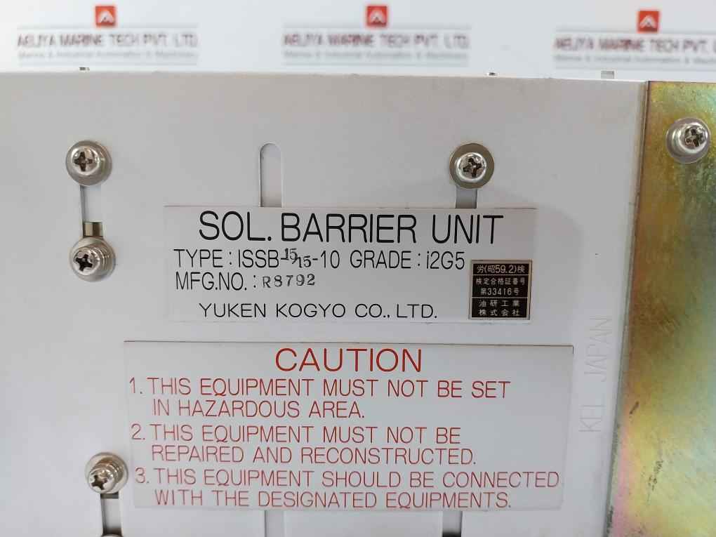 Yuken Kogyo Issb-15/15-10 Sol. Barrier Unit Rack R8792