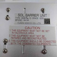 Yuken Kogyo Issb-15/15-10 Sol. Barrier Unit Rack R8792, I2G5, Yc9L-1102-10 A