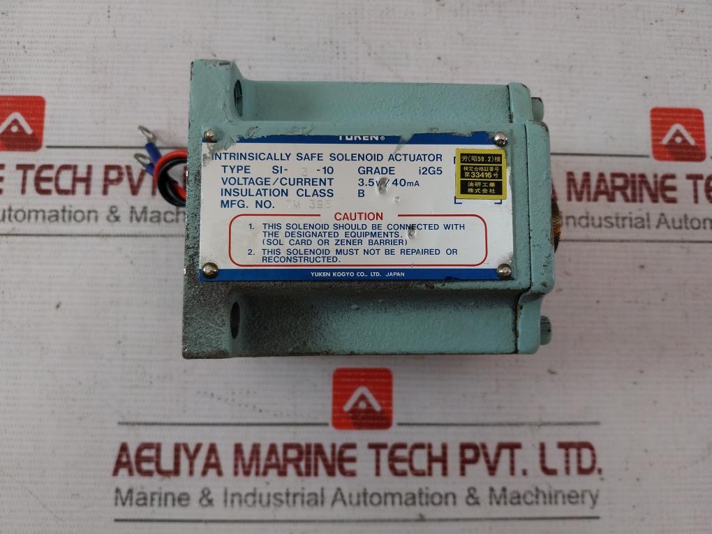 Yuken Kogyo Si-3-10 Intrinsically Safe Solenoid Actuator 3.5V/40Ma