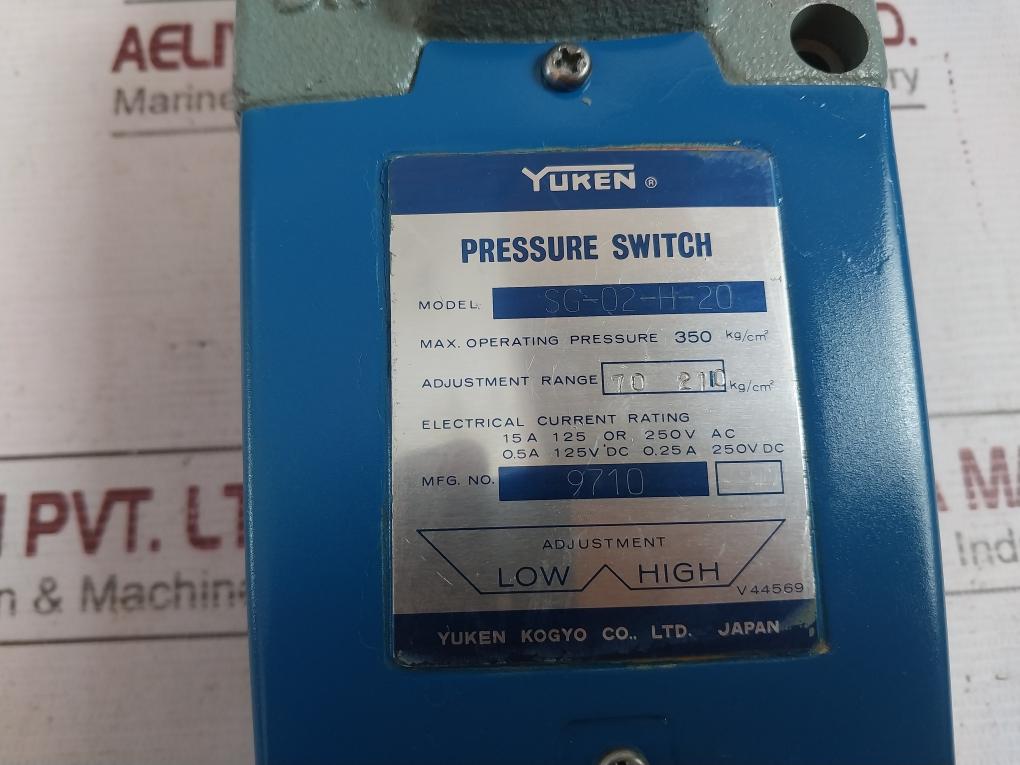 Yuken Sg-02-h-20 Pressure Switch 15A 125 Or 250V Ac B84247-006