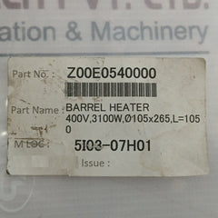 Z00E05400-e Barrel Heater 210614Jec 400V 3100W 1-mt