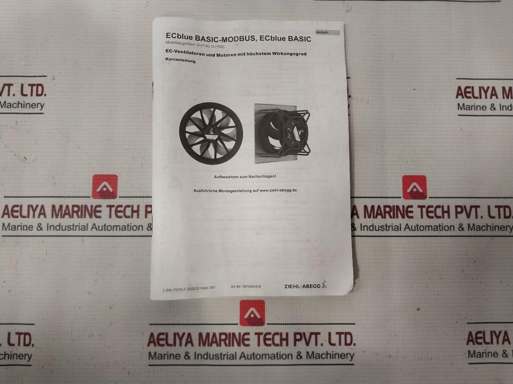 Ziehl- Abegg 184836 Ec Fan & Motor W/ Highest Efficiency Fn091-zif.Gl.V5P1